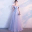Schöne Himmelblau Brautjungfernkleider 2018 A Linie Mit Spitze Applikationen Perle Off Shoulder Rückenfreies Ärmellos Lange Kleider Für Hochzeit