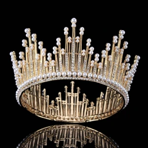 Złote Rhinestone Perła Metal Tiara 2017 Vintage Najpiękniejsze Ekskluzywne Biżuteria Ślubna