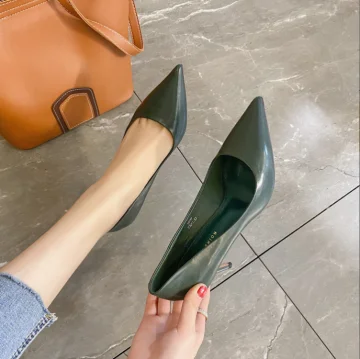 Enkla Mörkgrön Kontors Ol Pumps 2020 7 Cm Stilettklackar Spetsiga Pumps