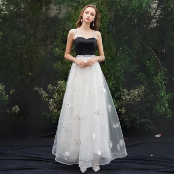 Moderne Mode Blanche Robe De Soirée 2019 Princesse Bretelles Spaghetti Sans Manches Dos Nu Appliques Longue Robe De Ceremonie