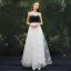Moderne / Mode Blanche Robe De Soirée 2019 Princesse Bretelles Spaghetti Sans Manches Dos Nu Appliques Longue Robe De Ceremonie