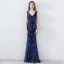 Chic / Belle Bleu Roi Robe De Soirée 2019 Trompette / Sirène V-Cou Sans Manches Paillettes Dos Nu Longue Robe De Ceremonie