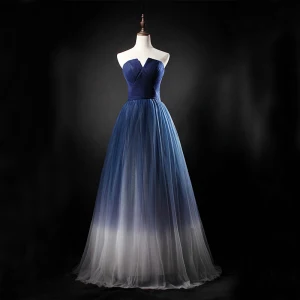 Chic Belle Dégradé De Couleur Robe De Bal 2019 Princesse Bustier Sans Manches Dos Nu Longue Robe De Ceremonie
