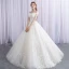 Élégant Ivoire Robe De Mariée 2019 Robe Boule De l'épaule Perlage En Dentelle Appliques Manches Courtes Dos Nu Longue