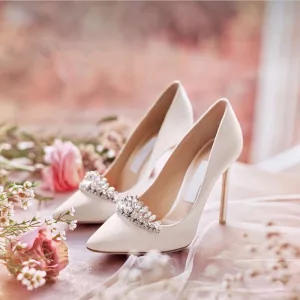Glitzernden Ivory Creme Brautschuhe 2019 Kristall Strass Pailletten 10 Cm Stilettos Spitzschuh Hochzeit Pumps