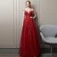 Luxury / Gorgeous Burgundy Evening Dresses  2018 A-Line / Princess Crystal Beading Lace Flower Scoop Neck Backless Cap Sleeves Floor-Length / Long Formal Dresses