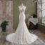 Sexy Simple Ivoire Trompette / Sirène Robe De Mariée 2021 Bretelles Spaghetti Sans Manches Dos Nu En Dentelle Fleur Cathedral Train Mariage