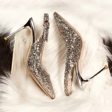 Sparkly Champagne Evening Party Womens Shoes 2019 Buckle Leather Sequins Rhinestone 9 Cm Stiletto Heels Pointed Toe High Heels