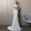 Sexy Silver Evening Dresses  2018 Trumpet / Mermaid Crystal Rhinestone Beading Pearl Sequins V-Neck Backless Short Sleeve Sweep Train Formal Dresses