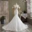 Sexy White Trumpet / Mermaid Wedding Dresses 2021 Spaghetti Straps Beading Pearl Rhinestone Lace Flower Sleeveless Backless Cathedral Train Wedding