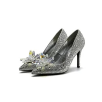Elegante Barroca Cenicienta Tacones 2019 Crystal Lentejuelas 10 cm Stilettos / Tacones De Aguja Punta Estrecha Tacones