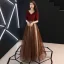 Modern / Fashion Burgundy Evening Dresses  2019 A-Line / Princess V-Neck Tassel Sequins 1/2 Sleeves Backless Floor-Length / Long Formal Dresses