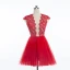 Sexy Rouge Robe De Fete 2018 Courte Encolure Dégagée En Dentelle Fleur Sans Manches Dos Nu Robe De Ceremonie