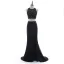 Chic / Belle 2 Pièces Noire Robe De Soirée 2018 Trompette / Sirène Encolure Dégagée Sans Manches Perlage En Dentelle Fleur Paillettes Faux Diamant Dos Nu Train De Balayage Robe De Ceremonie