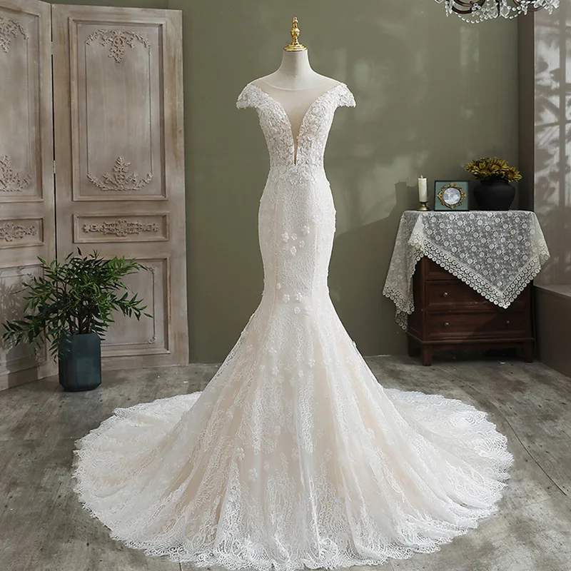 knee length dresses for ladies Lace Boho Mermaid Backless Cap Sleeve Bohemian Wedding Dresses ,MW265