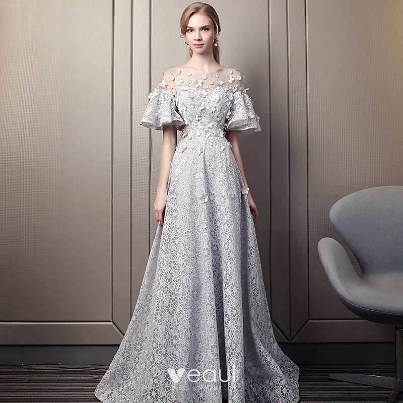 Elegant varal Grey Evening Dresses 2019