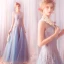 Elegant Sky Blue Prom Dresses 2019 A-Line / Princess Scoop Neck Glitter Sequins Tulle Sleeveless Backless Floor-Length / Long Formal Dresses
