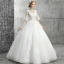 Elegante Weiß Brautkleider / Hochzeitskleider 2019 Ballkleid Rundhalsausschnitt Perlenstickerei Kristall Pailletten Blumen Spitze 1/2 Ärmel Rückenfreies Lange