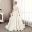 Luxury / Gorgeous Ivory Wedding Dresses 2019 A-Line / Princess High Neck Beading Crystal Lace Flower Pearl Sleeveless Backless Court Train