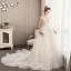 Élégant Champagne Robe De Mariée 2019 Princesse Bretelles Spaghetti Perlage En Dentelle Fleur Sans Manches Dos Nu Cathedral Train