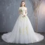 Élégant Blanche Robe De Mariée 2019 Princesse De l'épaule En Dentelle Fleur Paillettes Manches Courtes Dos Nu Cathedral Train