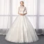 Chinese style Ivory Wedding Dresses 2019 A-Line / Princess High Neck Lace Flower Sequins 1/2 Sleeves Backless Floor-Length / Long