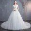 Schöne Weiß Brautkleider / Hochzeitskleider 2019 A Linie V-Ausschnitt Spitze Blumen Ärmellos Rückenfreies Kathedrale Schleppe