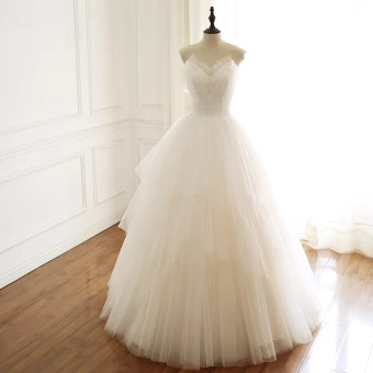 Modest Simple Champagne Wedding Dresses 2019 A Line Princess Pleated Strapless Sleeveless Backless Floor Length Long