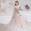 Charmant Rougissant Rose Robe De Soirée 2021 Princesse De l'épaule Perlage Étoile Paillettes 3/4 Manches Dos Nu Longue Robe De Ceremonie