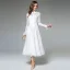 Simple Ivoire Désinvolte Robes longues 2019 Princesse Encolure Dégagée Volants Manches Longues Thé Longueur Vêtements Femme