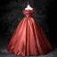 Elegant Watermelon Prom Dresses 2025 Ball Gown Off-The-Shoulder Ruffle Short Sleeve Backless Floor-Length / Long Prom Formal Dresses