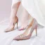 Glittrande Champagne Paljetter Brudskor 2021 Läder 10 cm Stilettklackar Spetsiga Bröllop Pumps Högklackade