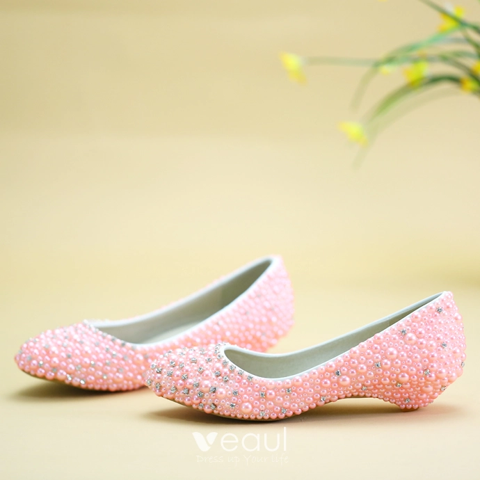 Pink flat shoes wedding hotsell