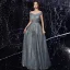 Charmant Océan Bleu Robe De Soirée 2021 Princesse De l'épaule Glitter Paillettes Sans Manches Dos Nu Longue Soirée Robe De Ceremonie