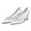 Élégant Ivoire Perle Faux Diamant Chaussure De Mariée 2021 Cuir Satin 7 cm Talons Aiguilles À Bout Pointu Mariage Escarpins Talons Hauts