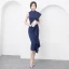 Modern / Fashion Modest / Simple Navy Blue Evening Dresses  2019 Trumpet / Mermaid Scoop Neck Sleeveless Tea-length Formal Dresses