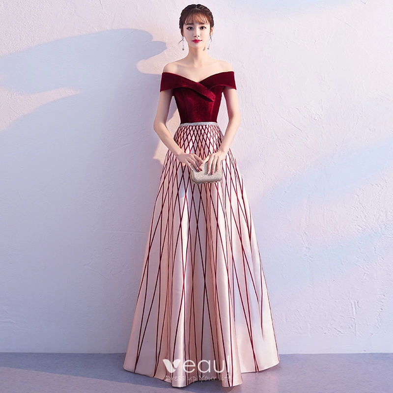 Unique Two Pieces Stripes Long A-Line Prom Dress 2019 New Dress