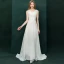 Moderne / Mode Ivoire Robe De Soirée 2019 Princesse V-Cou Appliques En Dentelle Paillettes Sans Manches Dos Nu Train De Balayage Robe De Ceremonie