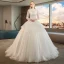 Audrey Hepburn Style Ivory Wedding Dresses 2019 Ball Gown Scoop Neck Beading Lace Flower Pearl Long Sleeve Chapel Train