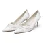 Élégant Ivoire Perle Chaussure De Mariée 2021 Cuir 7 cm Talons Aiguilles À Bout Pointu Mariage Escarpins Talons Hauts