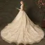 Scintillantes Champagne Robe De Mariée 2019 Princesse Encolure Carrée Glitter Brodé 3/4 Manches Dos Nu Royal Train
