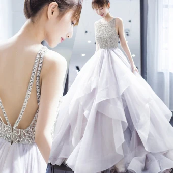 Sexy Blanche Robe De Mariée 2019 Robe Boule Bretelles Spaghetti Faux Diamant Sans Manches Dos Nu Volants En Cascade Longue