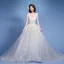 Élégant Ivoire Robe De Mariée 2019 Princesse Encolure Dégagée Appliques Perle En Dentelle Fleur Sans Manches Dos Nu Cathedral Train