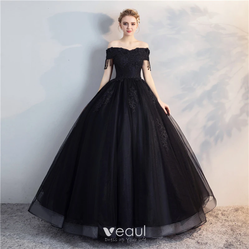 Affordable Black Puffy Quinceañera Prom Dresses 2018 Ball Gown Lace ...