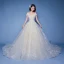 Charming Champagne Wedding Dresses 2019 A-Line / Princess Off-The-Shoulder Beading Appliques Lace Flower Short Sleeve Backless Royal Train