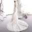Charmant Ivoire Robe De Mariée 2019 Trompette / Sirène Transparentes Encolure Dégagée Perlage En Dentelle Fleur 3/4 Manches Chapel Train