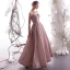 Charming Pearl Pink Starry Sky Evening Dresses  2019 A-Line / Princess Sleeveless Glitter Satin Spaghetti Straps Backless Floor-Length / Long Formal Dresses
