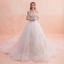 Elegant White Wedding Dresses 2019 A-Line / Princess Off-The-Shoulder Beading Tassel Lace Flower Short Sleeve Backless Royal Train