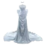 Scintillantes Sexy Argenté Perlage Perle Paillettes Robe De Soirée 2024 Trompette / Sirène Bustier Sans Manches Dos Nu Noeud Longue Soirée
