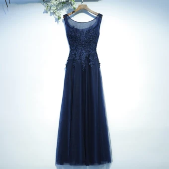 Chic Belle Bleu Marine Robe Pour Mariage Robe Demoiselle D 039 Honneur 2017 En Dentelle Paillettes Fleur Dos Nu Sans Manches Longue Princesse Encolure Dégagée